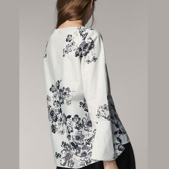 MASSIMO DUTTI Printed Poplin Blouse - Picture 3 of 9